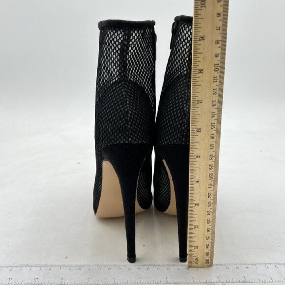 FSJ Black Mesh High Heel Ankle Boots Closed Pointed Toe Stilettos Shoes - Picture 5 of 8